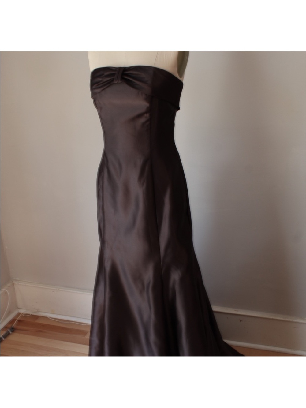 1990's Scott McClintock Espresso Satin Mermaid Cut Evening Gown Prom Dress